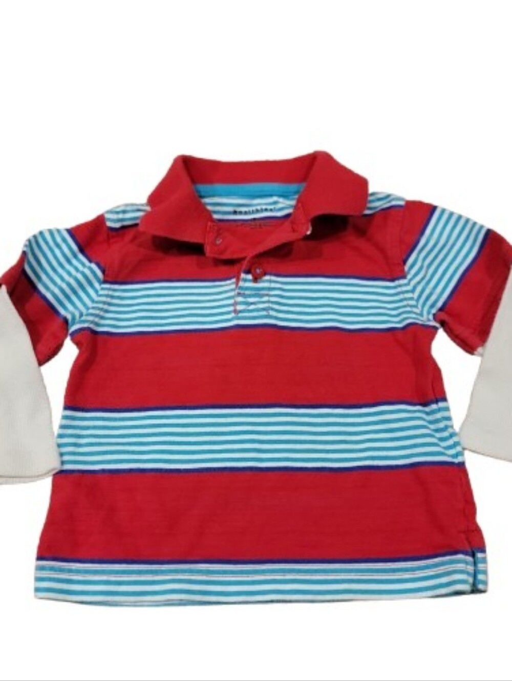 Healthtex Pullover Polo Shirt Toddler Boys 18M Red Blue Striped Long Sleeve Top